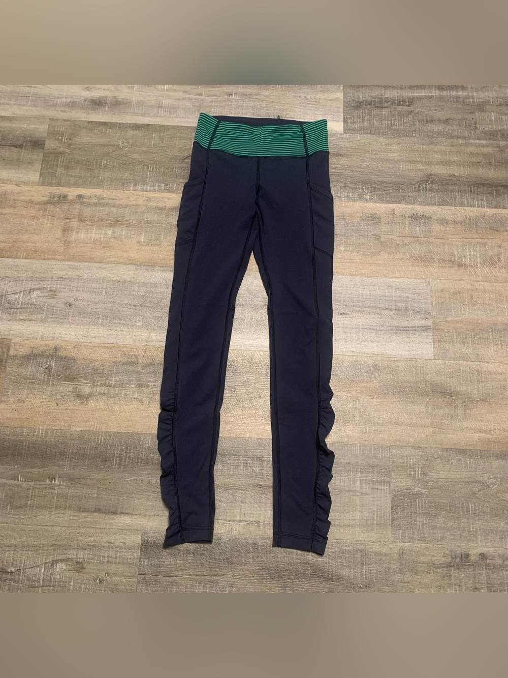 Lululemon Navy Blue Speed Tight Athletic Leggings Yoga Running Ruched Ankle Sz 4